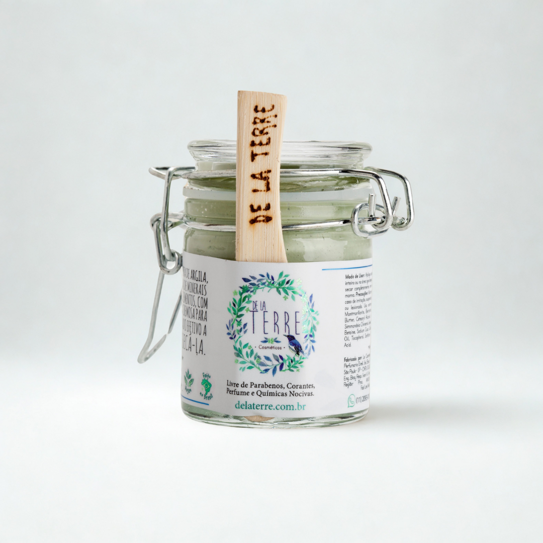 Máscara Facial de Argila verde: Para Pele Oleosa e Acneica