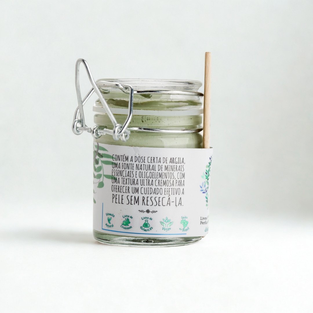 Máscara Facial de Argila verde: Para Pele Oleosa e Acneica