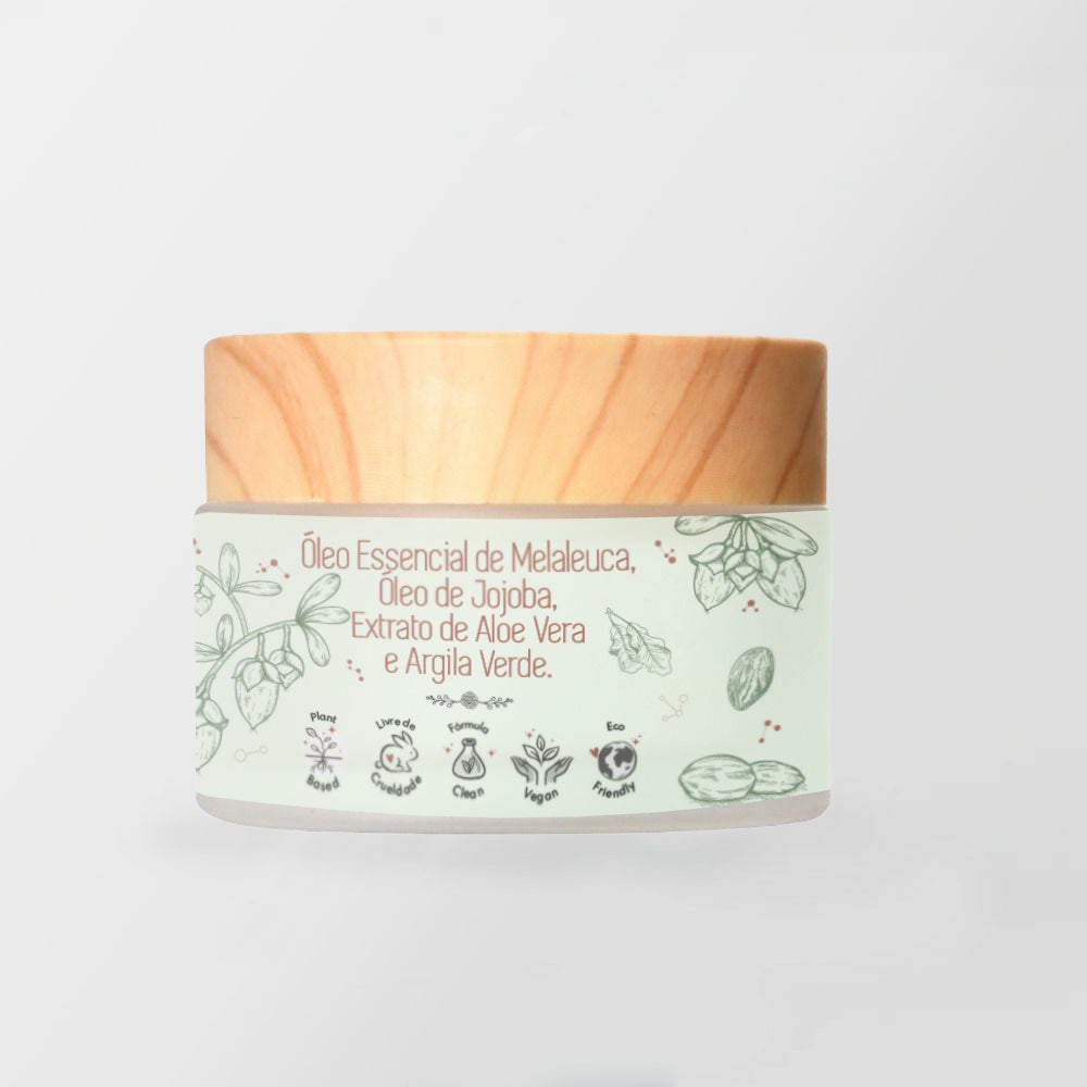 Máscara Facial de Argila verde: Para Pele Oleosa e Acneica