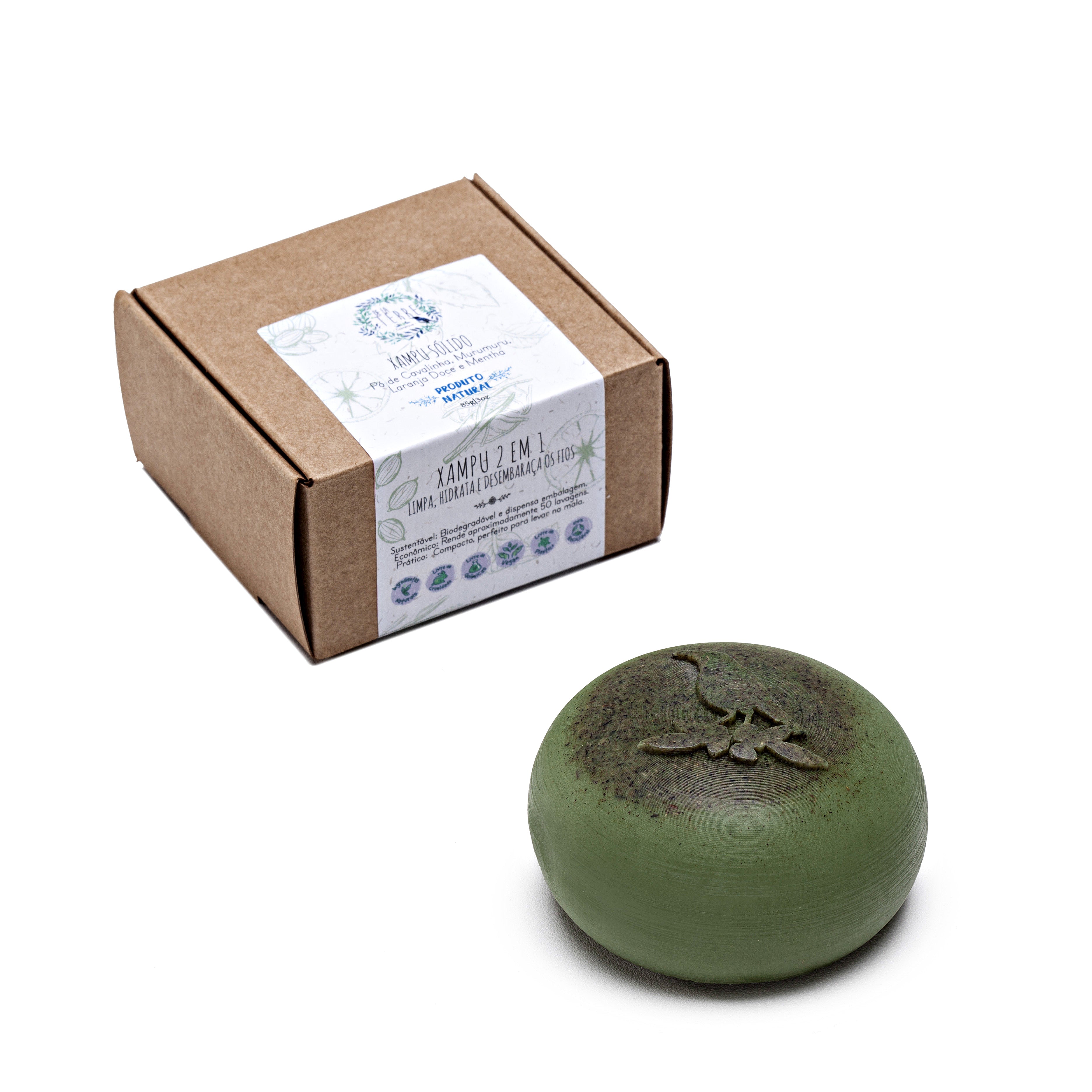 Shampoo Sólido: 2 em 1 - Pó de Cavalinha, Laranja e Menta